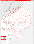 Watertown-Fort Drum Metro Area Wall Map Red Line Style